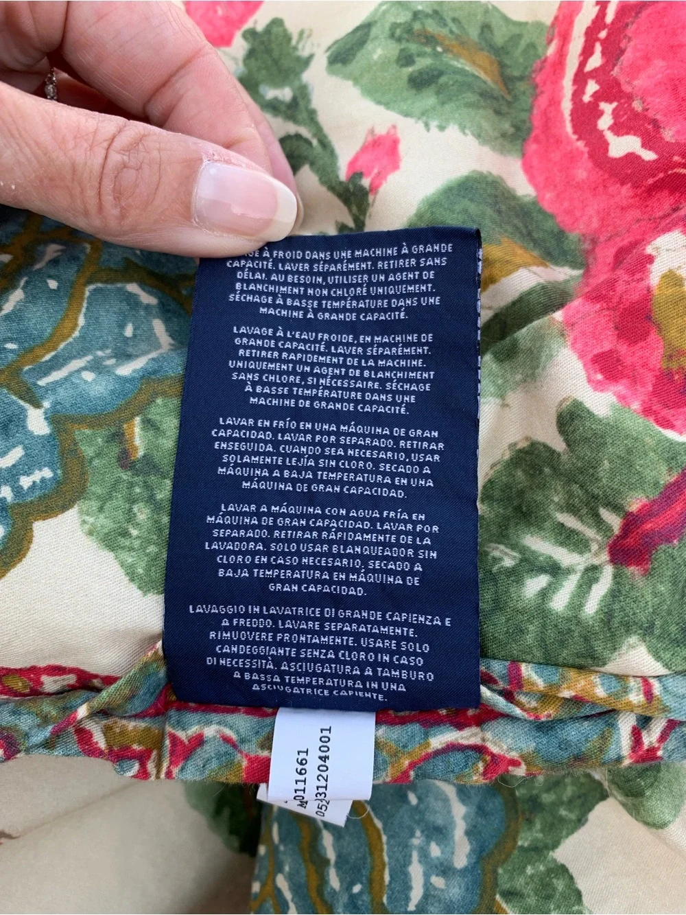 Ralph Lauren Cream Fabric with Pink and Green Floral Print Comforter